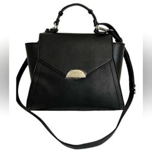 NINE WEST MICHEL TOP HANDLE BLACK CROSSBODY SATCHEL TAG🏷 SILVER HARDWARE ⛓️